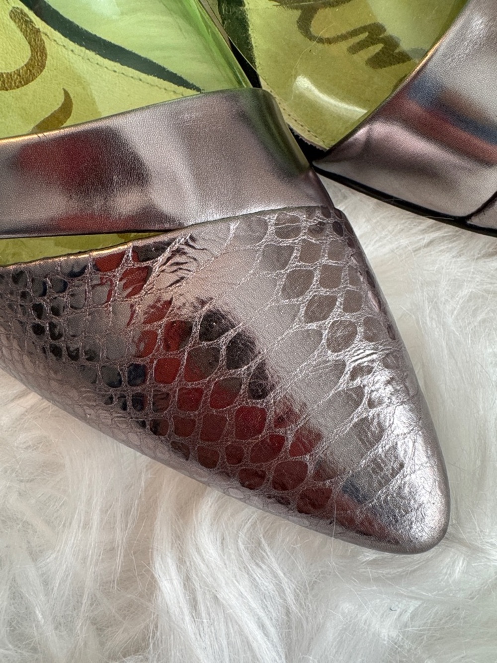 NWT Sam Edelman Othello Metallic Pewter Pointed Toe Heels size 10 - Picture 5 of 13